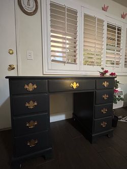 Black vintage desk brass hardware