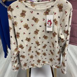Teddy Love Cozy Fleece Top – Cream Pajama Top 
