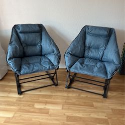 Pair (2) of Mac Sports RF904DR-100 Diamond Rocker Patio Chairs, Steel Blue