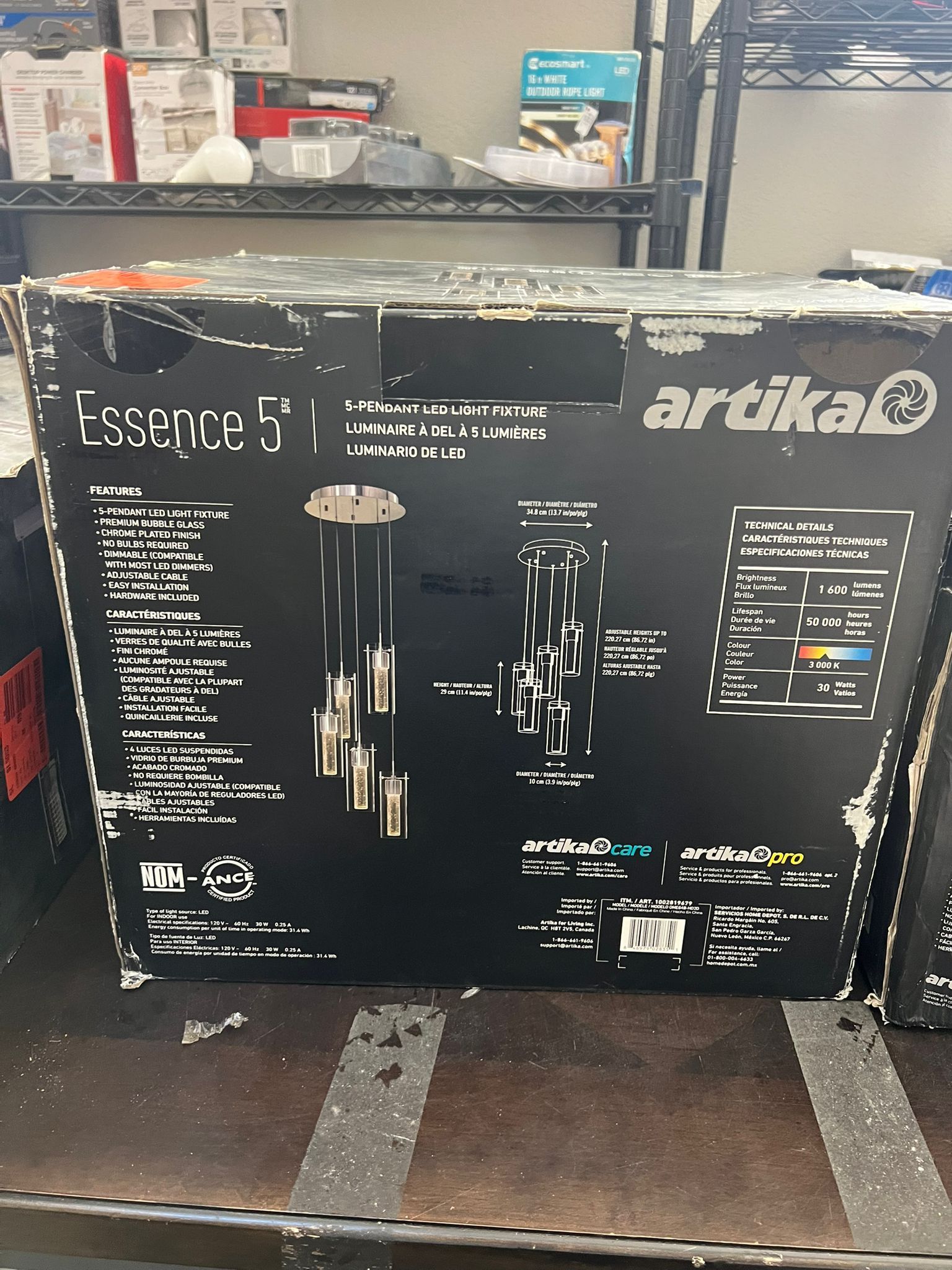 Artika Essence 5-pendant LED light fixture.