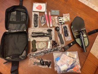 New Professional Survival Kit w/First Aid Kit in a Molle Pouch