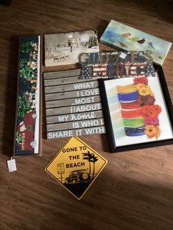 Mixed Wall Art and Sign Decor Lot