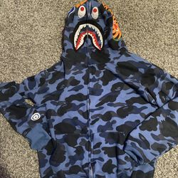 Blue bape hoodie medium 