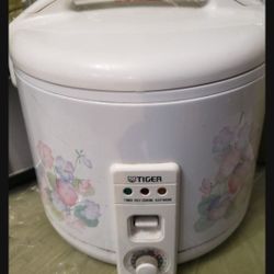 used tiger 10 cup rice cooker and warmer floral white 