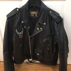 LEATHER MC JACKET HARLEY PATCHES