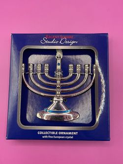 Regent Square Hanukkah Menorah Collectible Ornament European Crystal NIB
