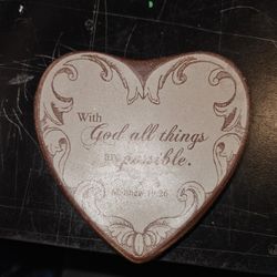 Faithworks Heartfelt Collection 4" x 4" Tabletop Heart-Shaped Ceramic Plaqu