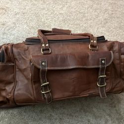Leather Travel Bag 24” x 9” x 10”