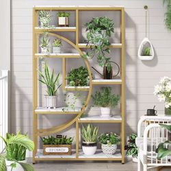 HL015 Freestanding Bookshelf, 68.9" Etagere Bookcase with 9 Open Shelves