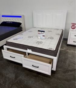 New queen bed frame with mattress