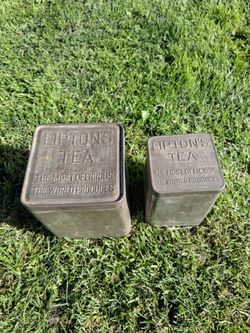 Two Vintage Lipton’s Tea Tin - Lipton Tea Planter Ceylon Large one and Small One, BOTH Have lids! GREAT FIND!..asking $20.00