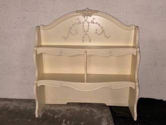 Vintage French Provincial Shelf Hutch Bookcase Display Cabinet Cream White
