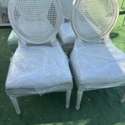 FOUR DINING CHAIRS FRENCH CANE BACK