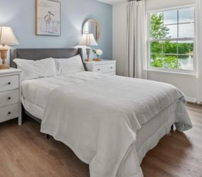 Gray queen size bed frame