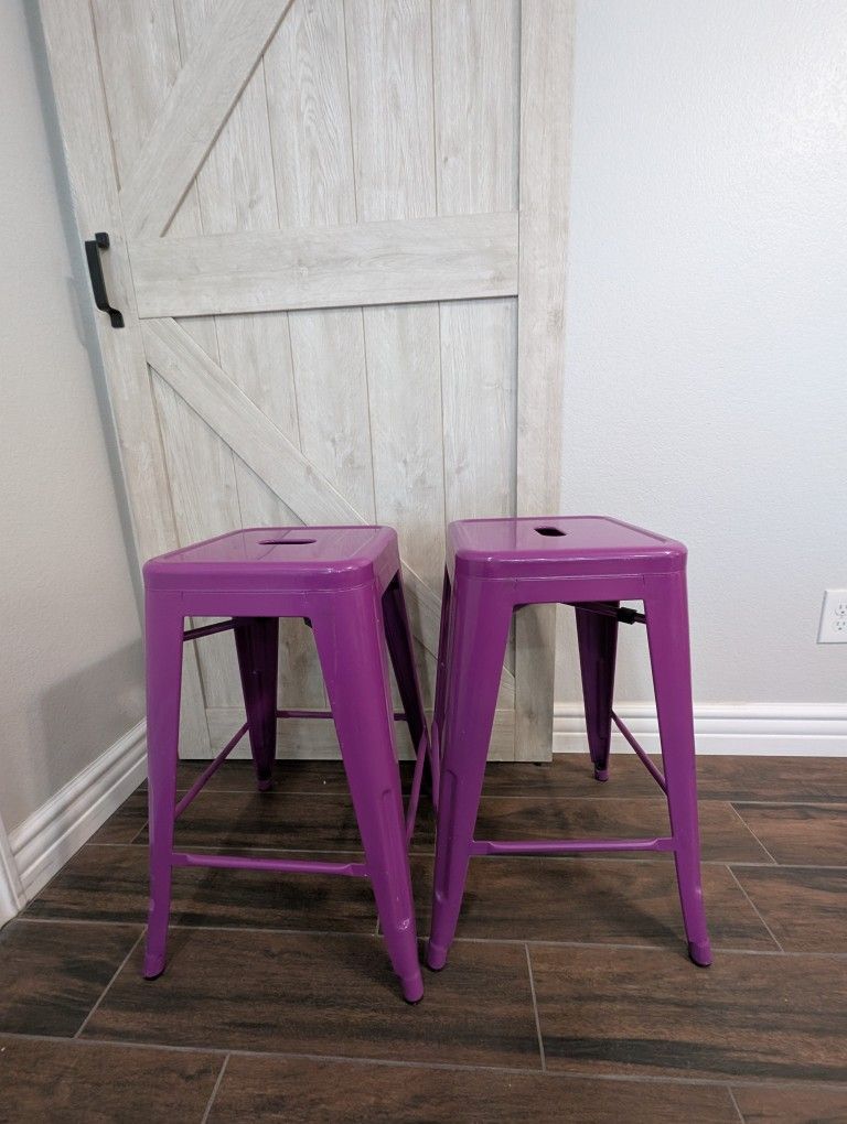 Metal Purple Barstools