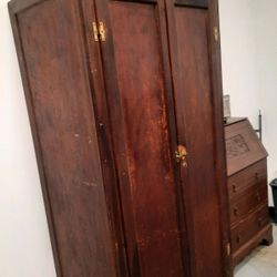 Antique Solid Wood Storage Closet 