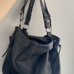 Robert Pietri Black Leather Hobo Shoulder Bag/Tote