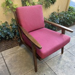 MCM Xander Wood Chair Raspberry Cushions Style from World Market