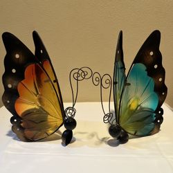 Gerson International Metal/Glass Butterfly Figurines 10.5” Tall