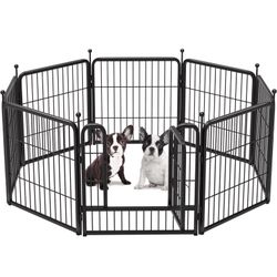 Playpen Outdoor, 8 Panels 24" Height Dog Fence Exercise Pen with Doors for Small Dogs, Pet Puppy Playpen for RV, Camping, Yard