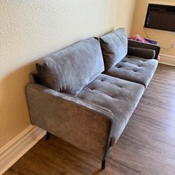 Modern Grey Velvet Mid Century Sofa Loveseat | Must Go Today