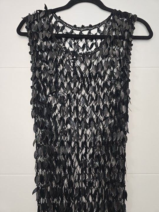 3D Black Dress Beautiful And Exotic Sheer Black Leaves 