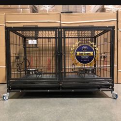 Dog Cage Kennel Size 43” With Divdier And Feeding Bowls New In Box 📦 