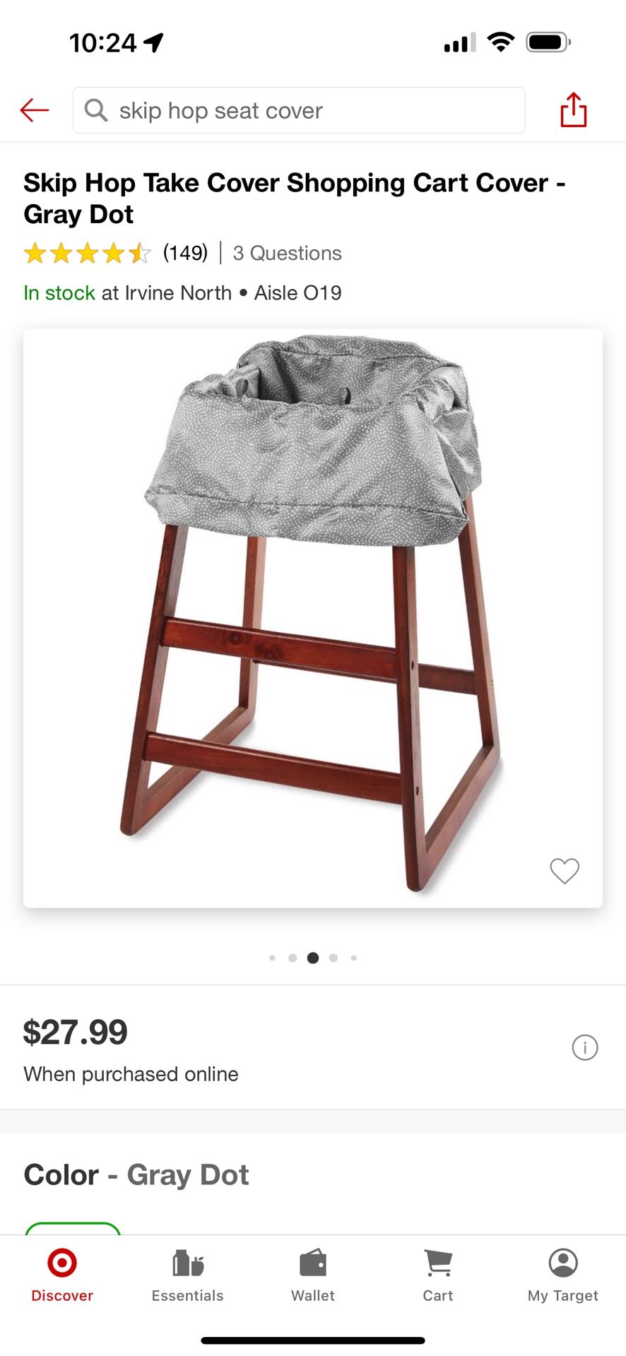 Skip Hop Shopping Cart High Chair Cover 