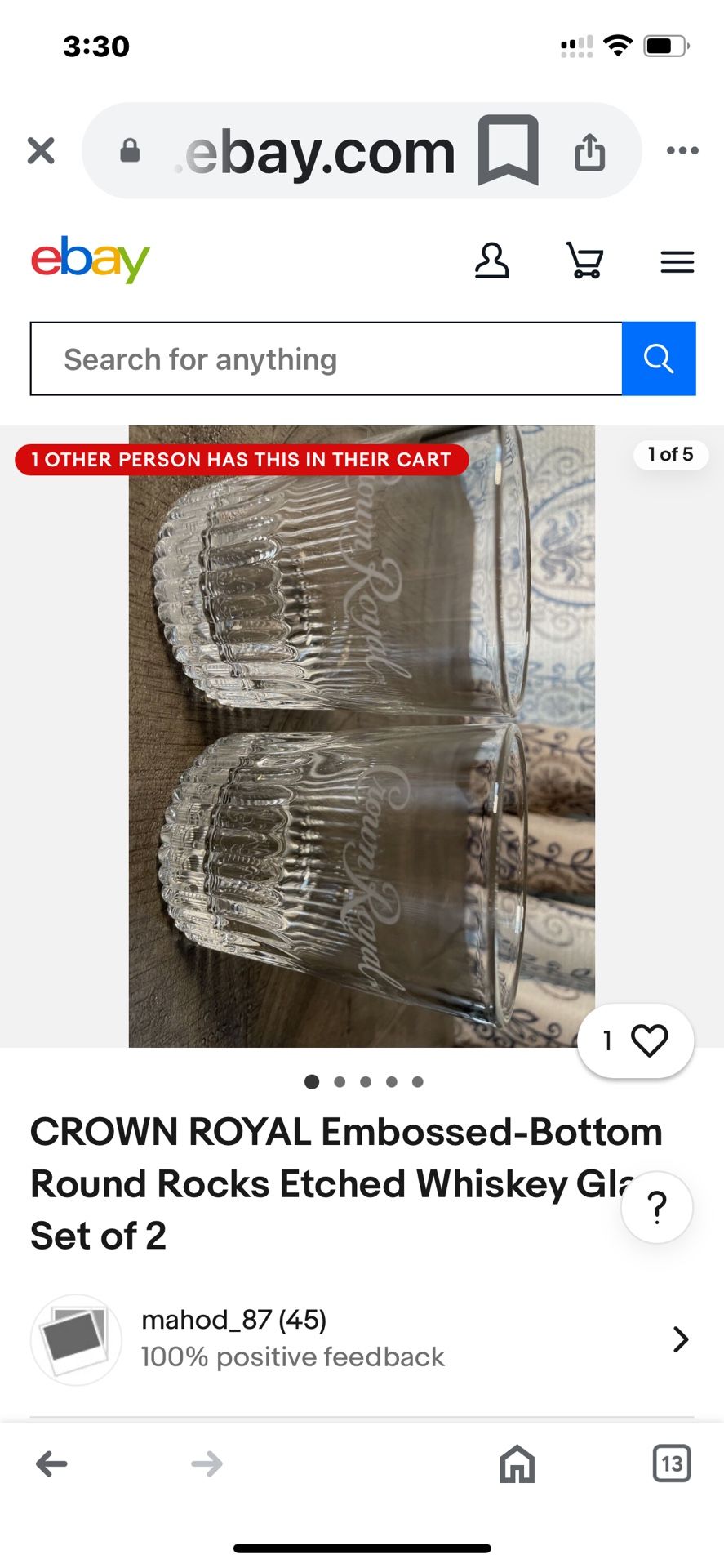 Crown Royal Tumbler Rock Glasses set of 2 Etched Bottom