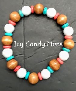 Nice Brown And White Bead Bracelet