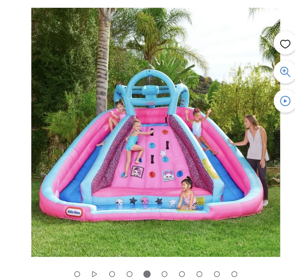 LOL Surprise Pink River Race Inflatable Water Park, 2 Slides, Climbing Wall & Blower, Outdoor Summer