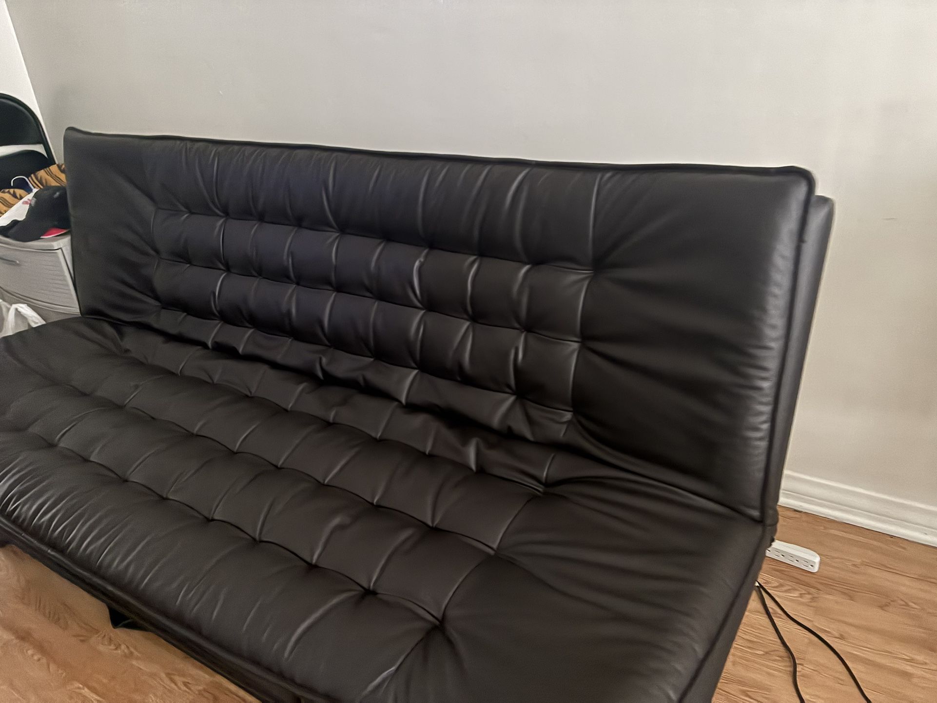 Brown Leather   Futon Couch   Bed