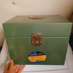 Vintage mid century Portable File Box with Key. Made in USA