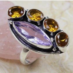 Handmade 925 Sterling Silver Plated Gemestone Rings Size 8