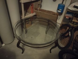 Round glass coffee table