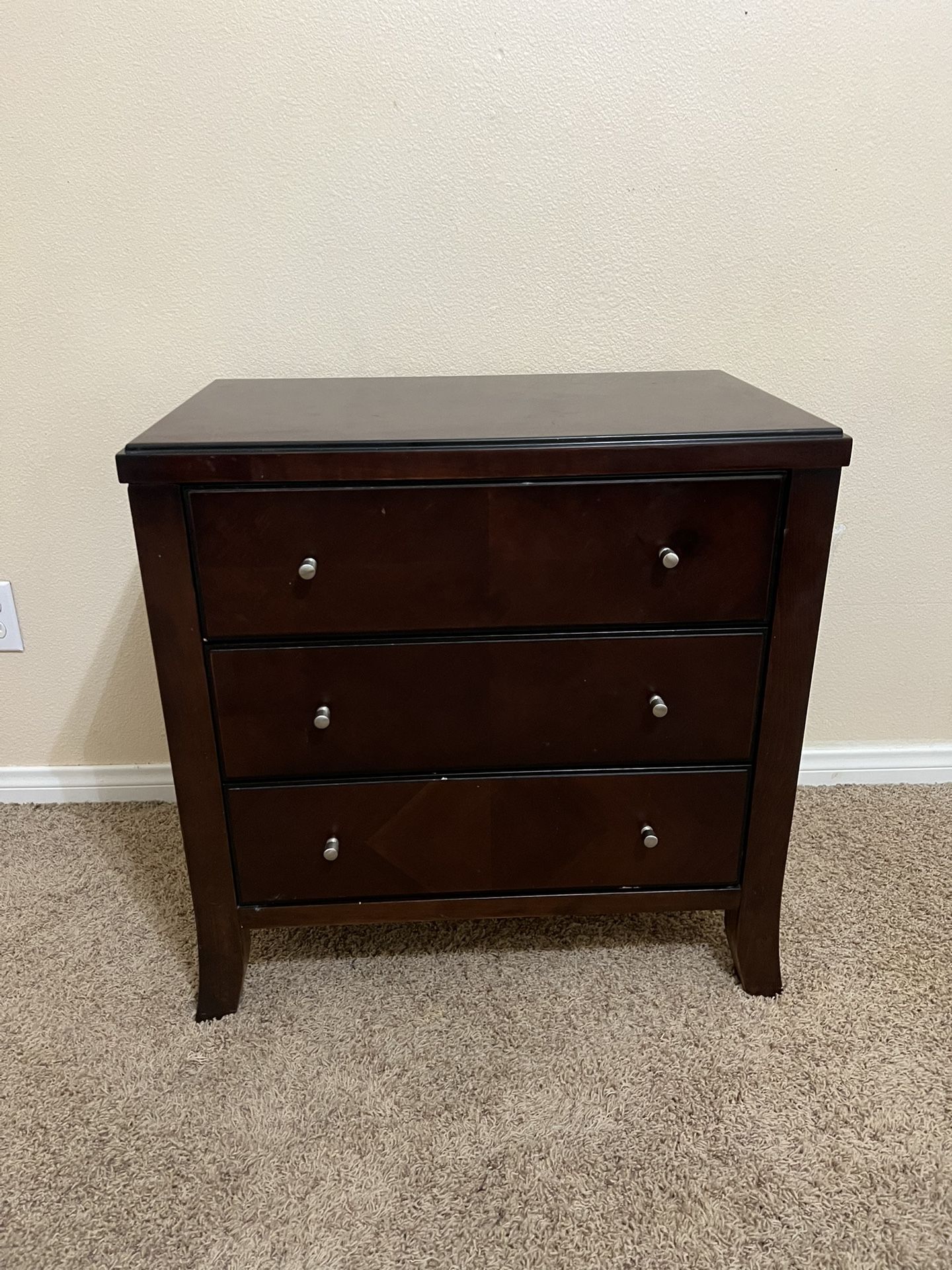 Wood 3 Drawer Nightstand Side Table Good Used Condition