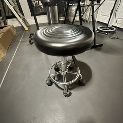 Leather Rolling stool 