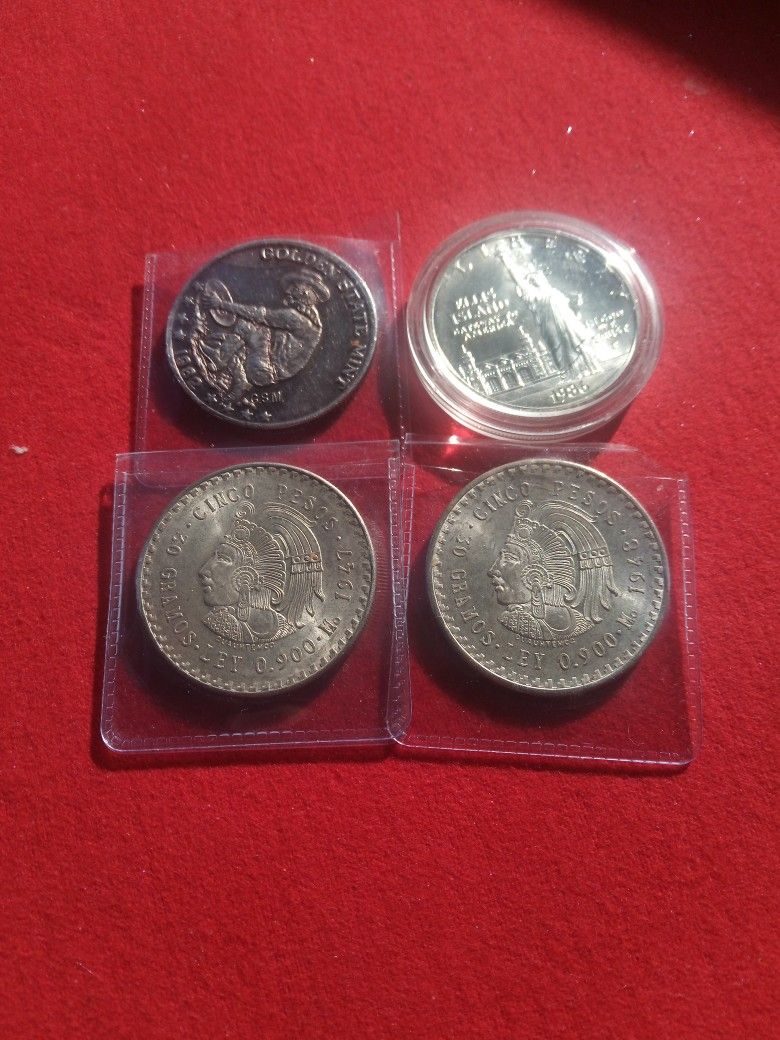 4 Moneda De Plata Una Onza