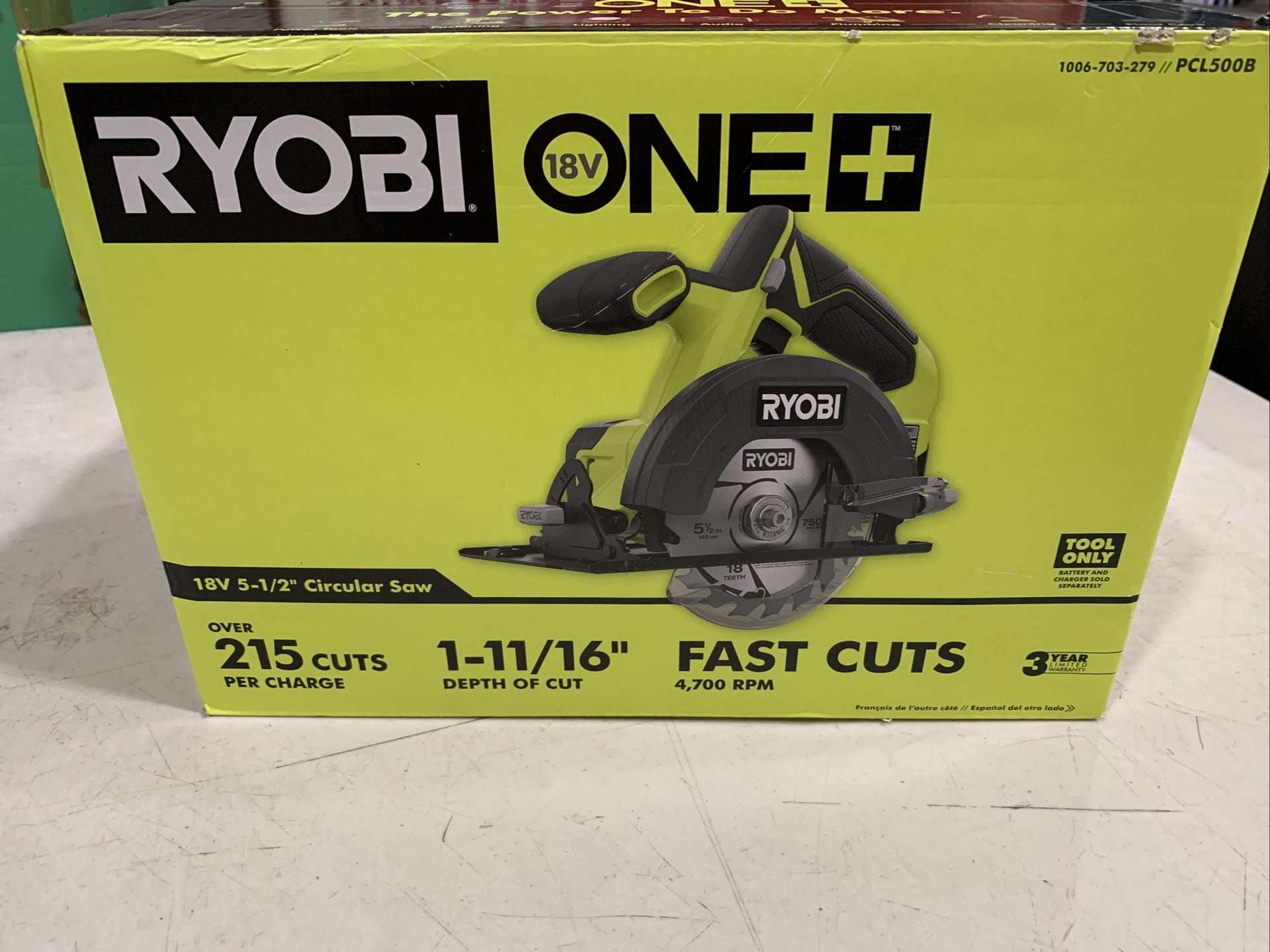 RYOBI Circular Saw 18V Cordless 5 1/2in Blade Guard System Depth Gauge Tool Only