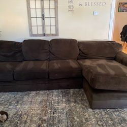 Dark Brown Long Couch NEED TO GET RID