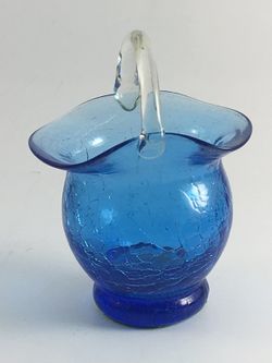 Antique Fenton glasses jar blue cesta