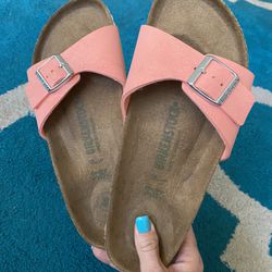 Salmon Color Birkenstock Slides Sandals Size 8
