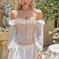 Fashion Womens Sexy Vintage 1920s Renaissance Lace Trim Corset Bustier