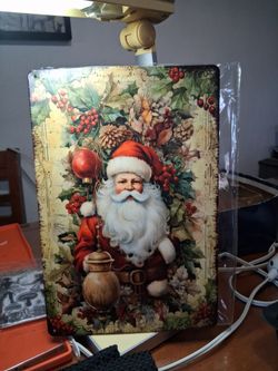 Victorian Christmas  Santa  metal sign