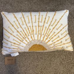 NEW World Market Sunburst Decorative Pillow - Boho Cream & Mustard