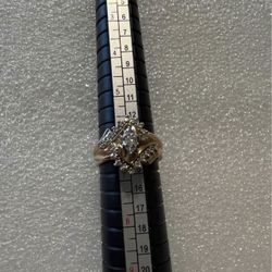 Gold Diamond Engagement/wedding Ring W/band 