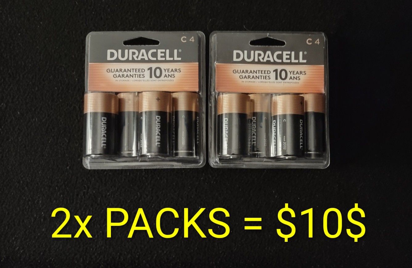 2x PACKS OF DURACELL " C " BATTERIES = $10$