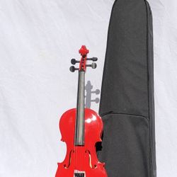 4/4 Red Acoustic Wood Violin with Padded Case and other accessories 