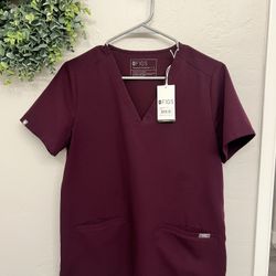 Figs Deep Purple Small Casma Scrub Top