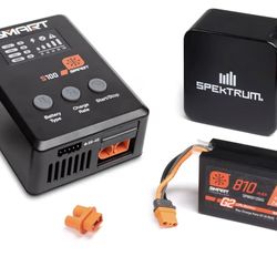 Spektrum Accessories Smart G2 Powerstage Bundle: 810mAh 2S 50C LiPo Battery (IC2), S100 Charger, 65W Power Block, Adapter, SPMXPSS210